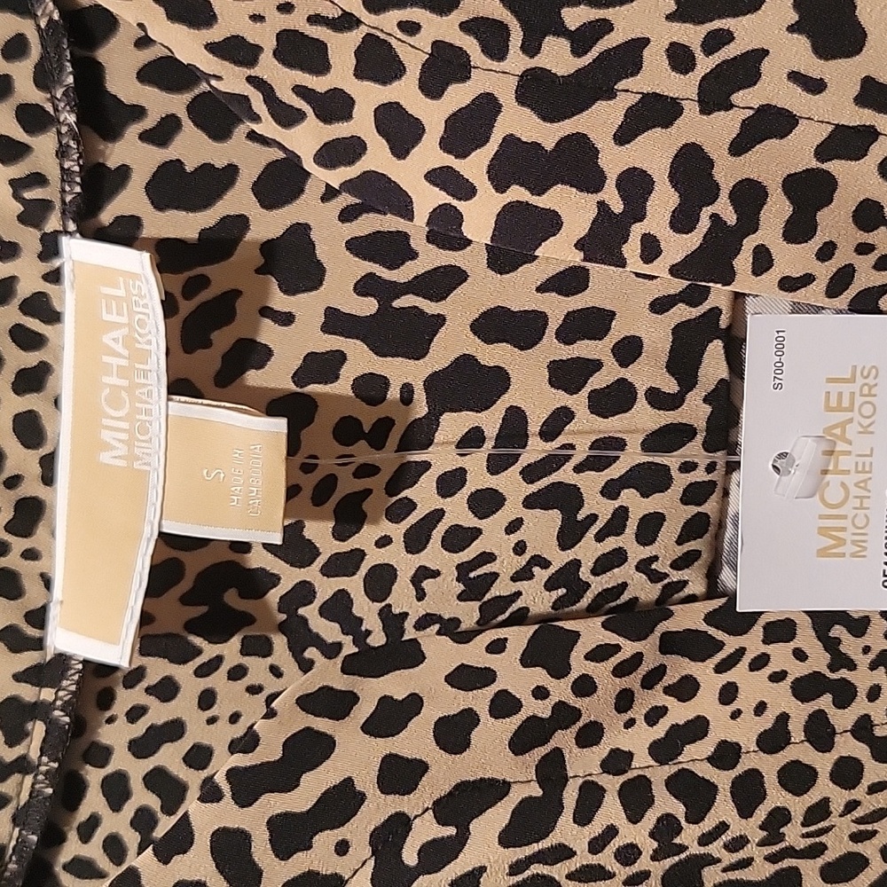 Michael Kors Animal Print Blouse - Black and Tan NWT - Picture 2 of 4